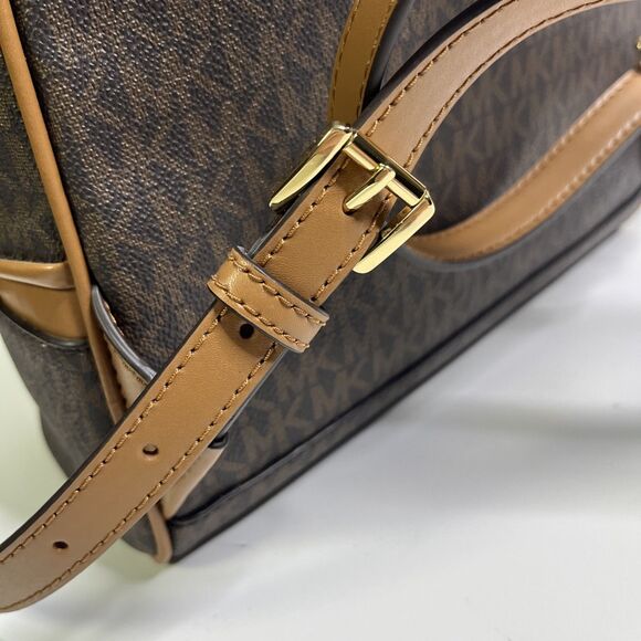 Michael Kors Rhea Medium Pleated Logo Backpack Brown Acorn NWT - Picture 16 of 16